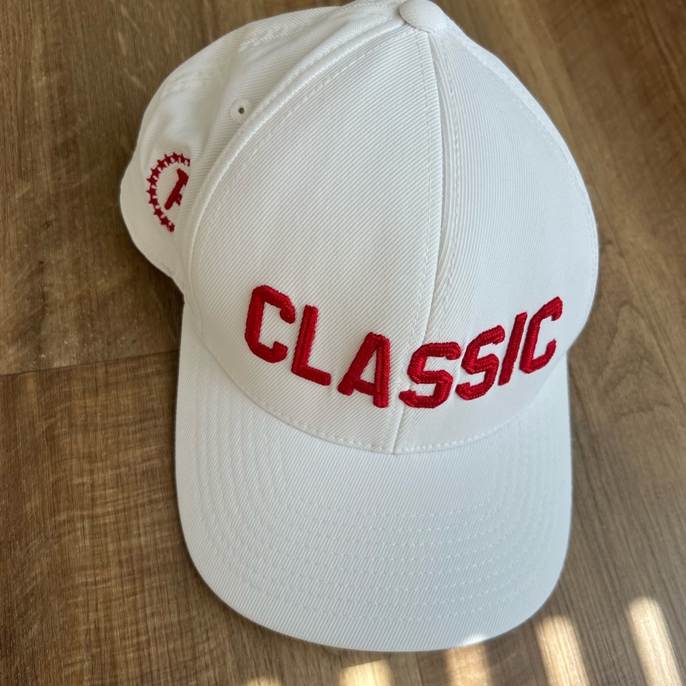White SnapBack with Red 'CLASSIC' Embroidery